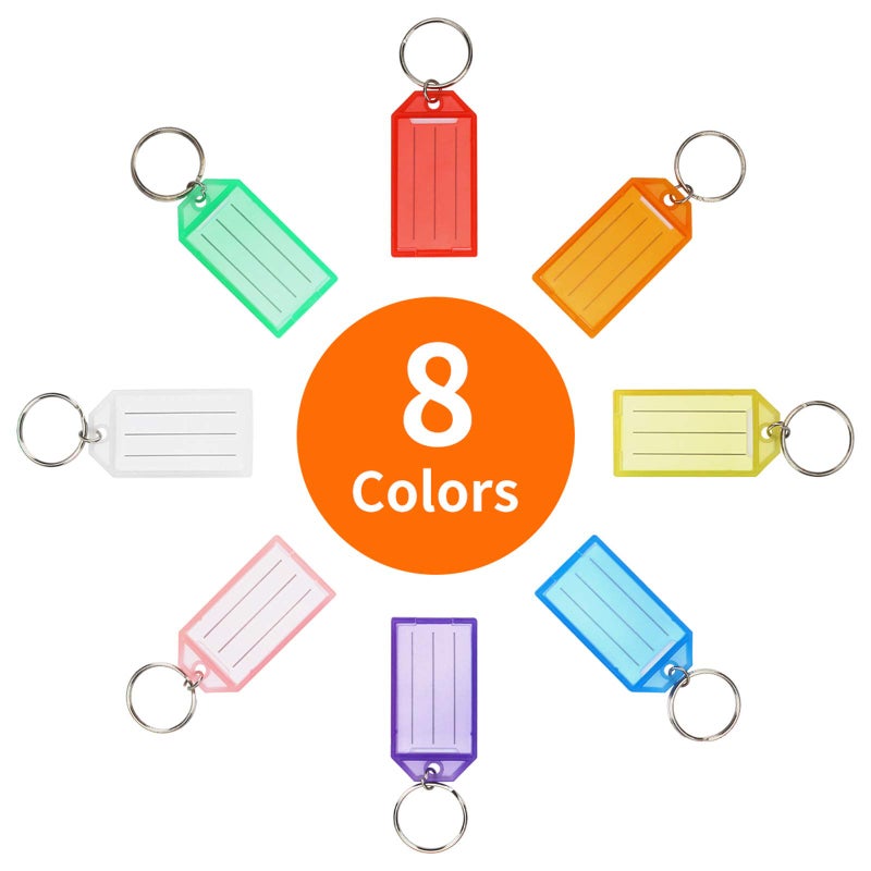 Cuttte 16 Pack Plastic Key Tags, Key Labels with Ring and Label Window, 8 Colors - Image 2